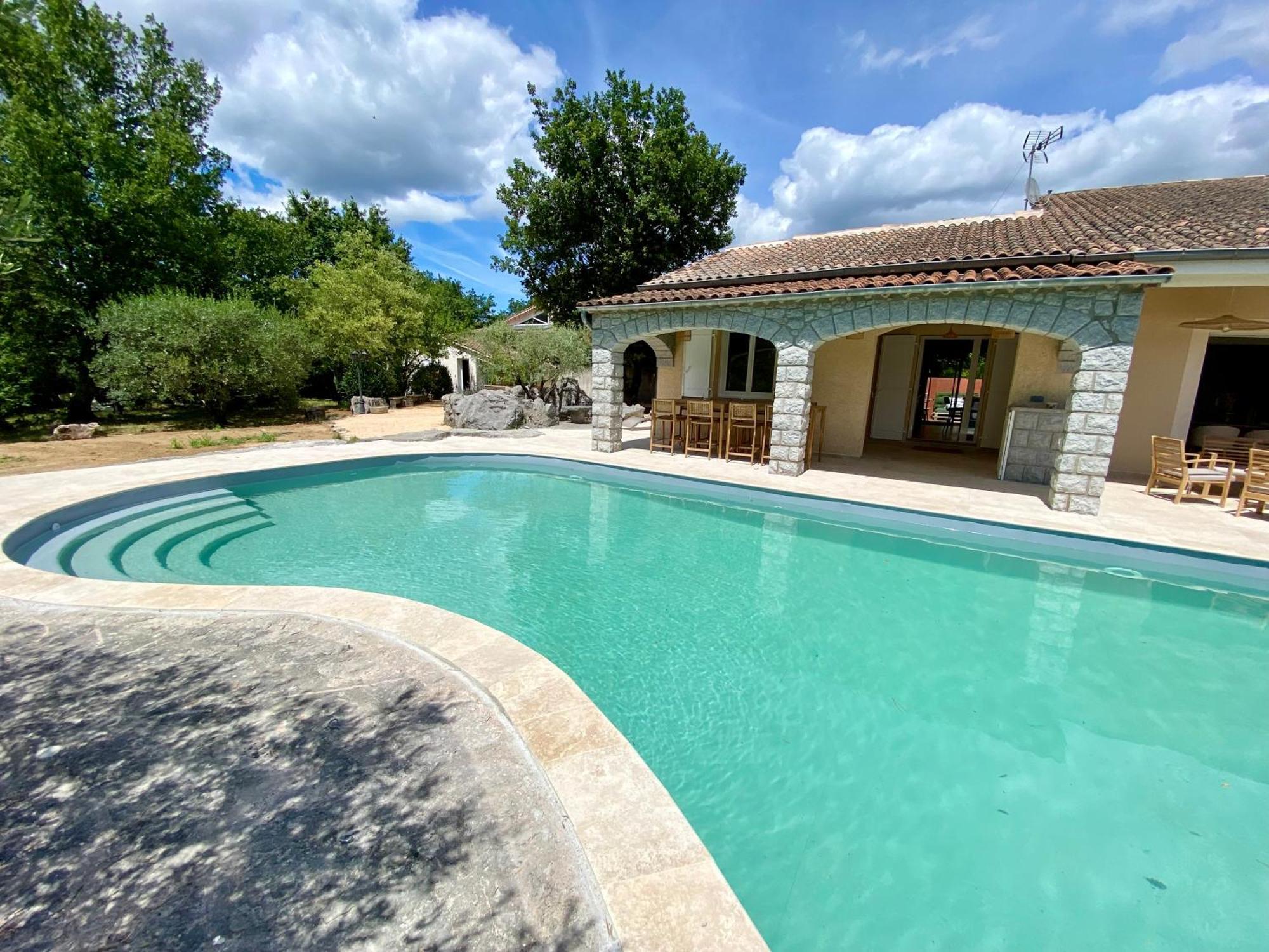 Maison Pour 12P, Piscine A Debordement Chauffee D'Avril A Octobre Inclus Ruoms Zewnętrze zdjęcie
