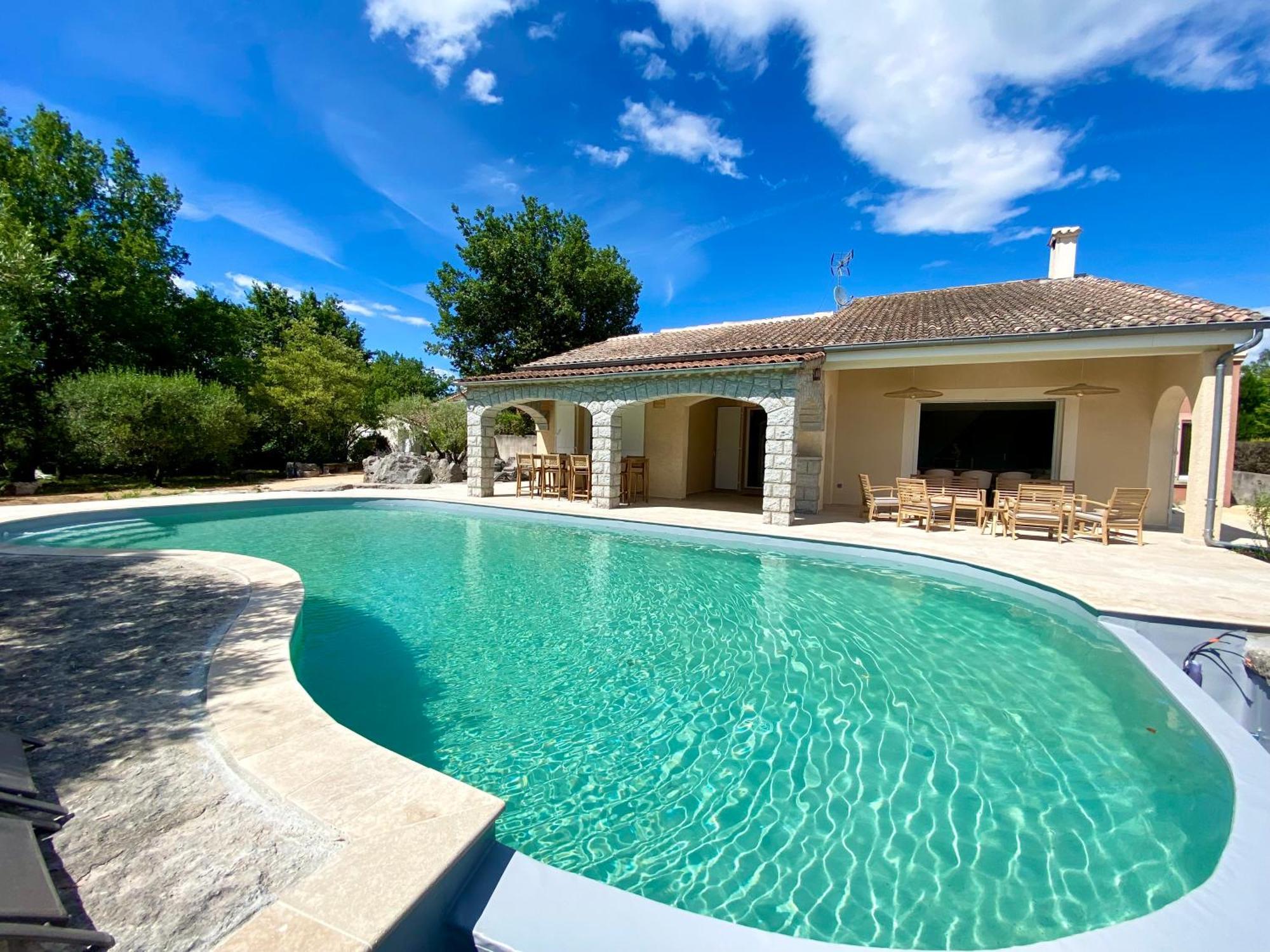 Maison Pour 12P, Piscine A Debordement Chauffee D'Avril A Octobre Inclus Ruoms Zewnętrze zdjęcie