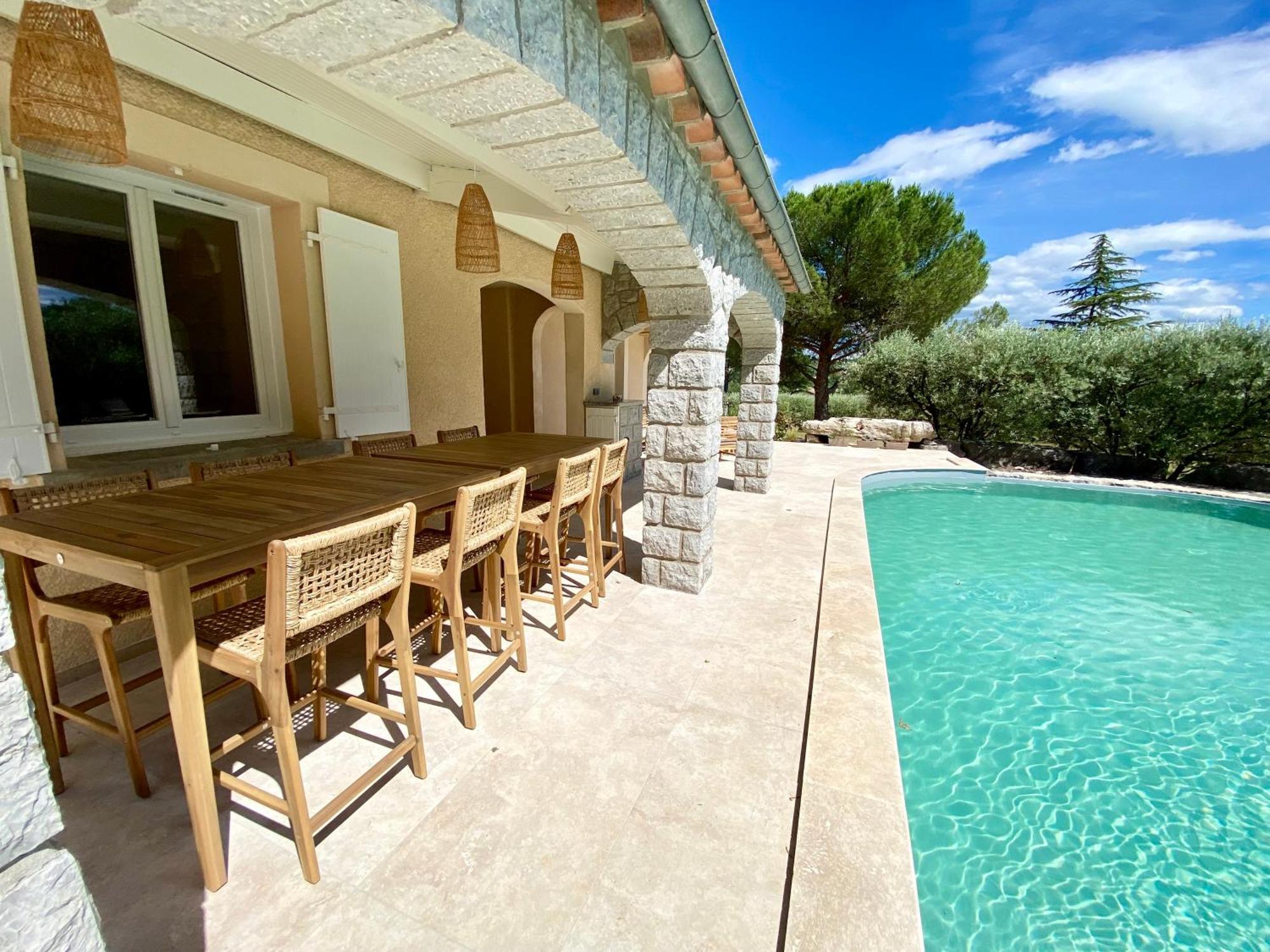 Maison Pour 12P, Piscine A Debordement Chauffee D'Avril A Octobre Inclus Ruoms Zewnętrze zdjęcie