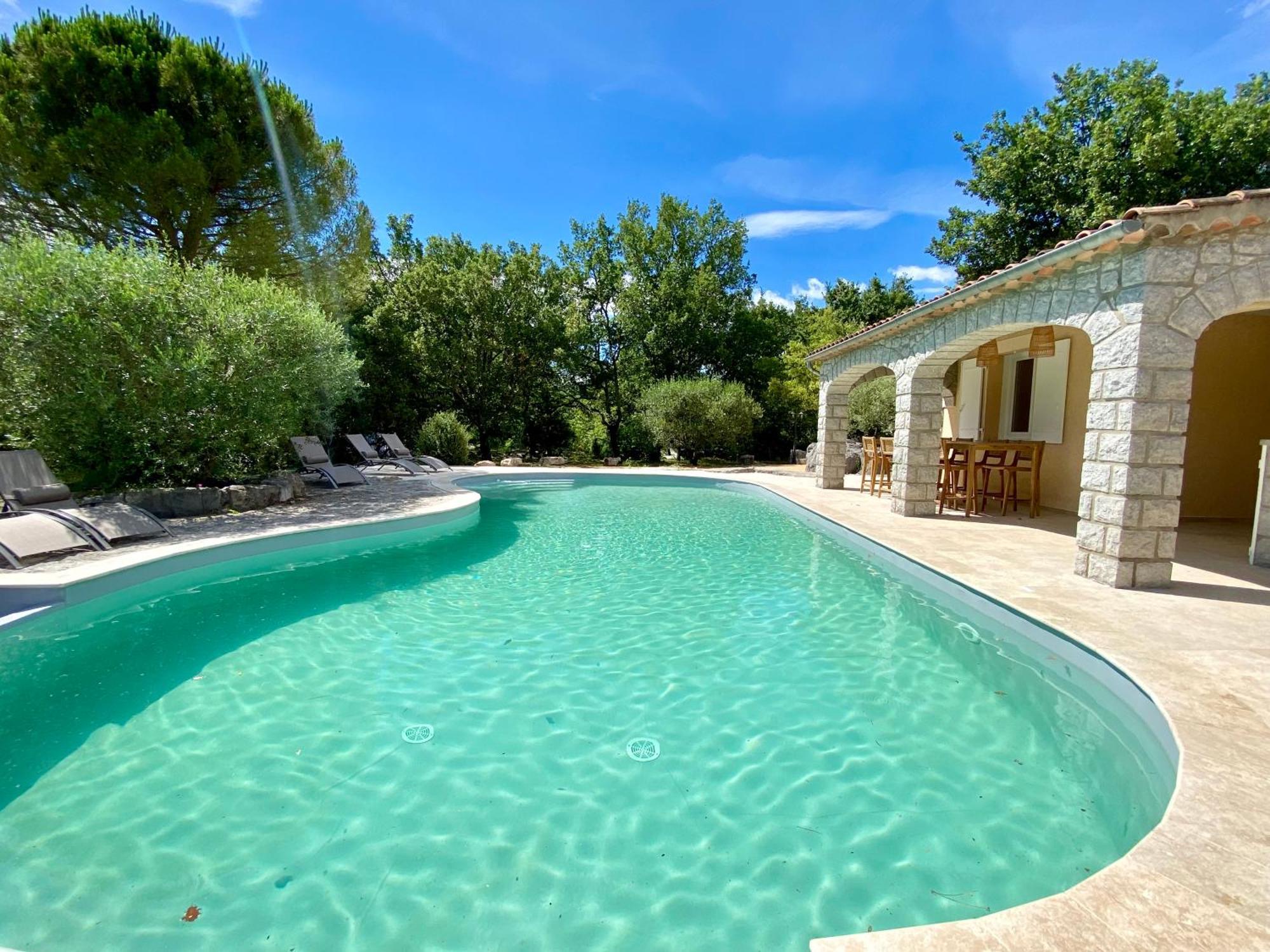 Maison Pour 12P, Piscine A Debordement Chauffee D'Avril A Octobre Inclus Ruoms Zewnętrze zdjęcie