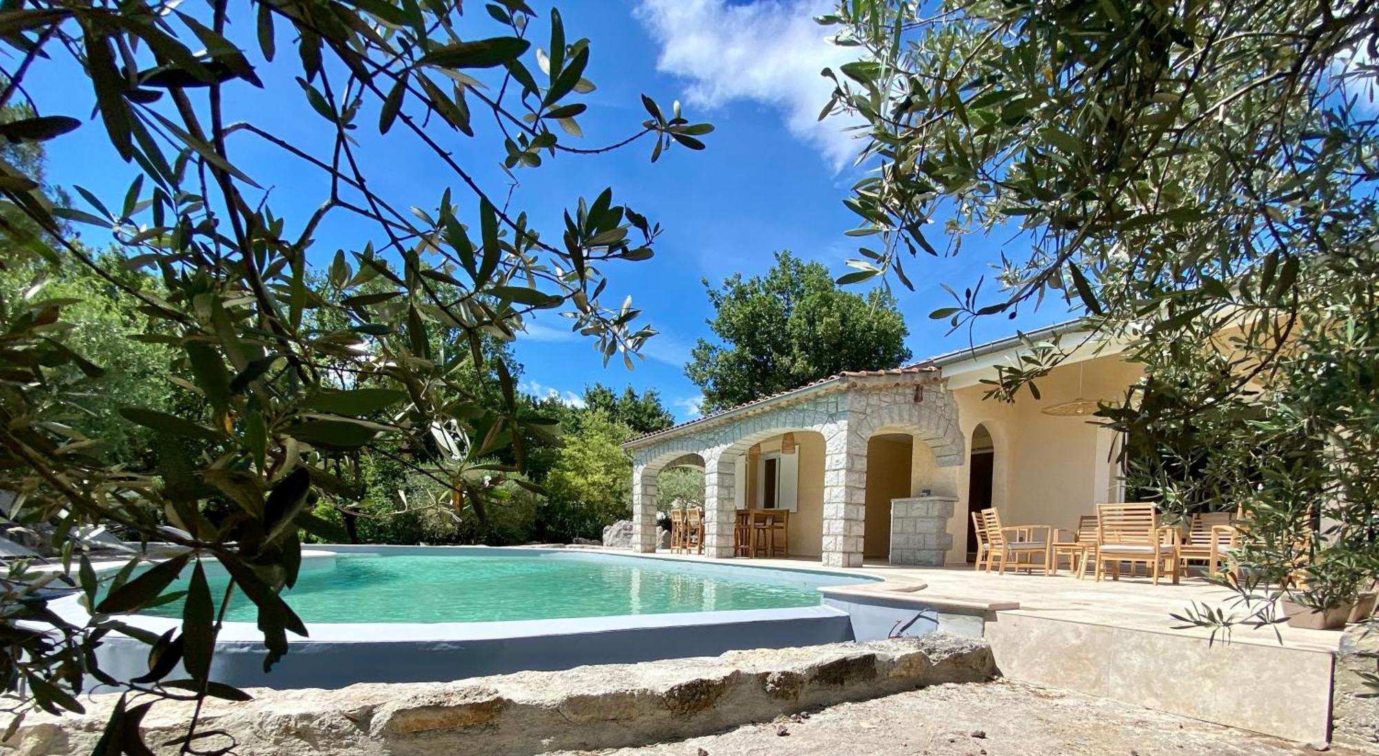 Maison Pour 12P, Piscine A Debordement Chauffee D'Avril A Octobre Inclus Ruoms Zewnętrze zdjęcie